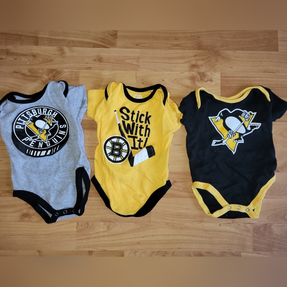 3-6M Kids Bundle Pittsburg Penguins NHL Onesies Set Of 3 3-6months